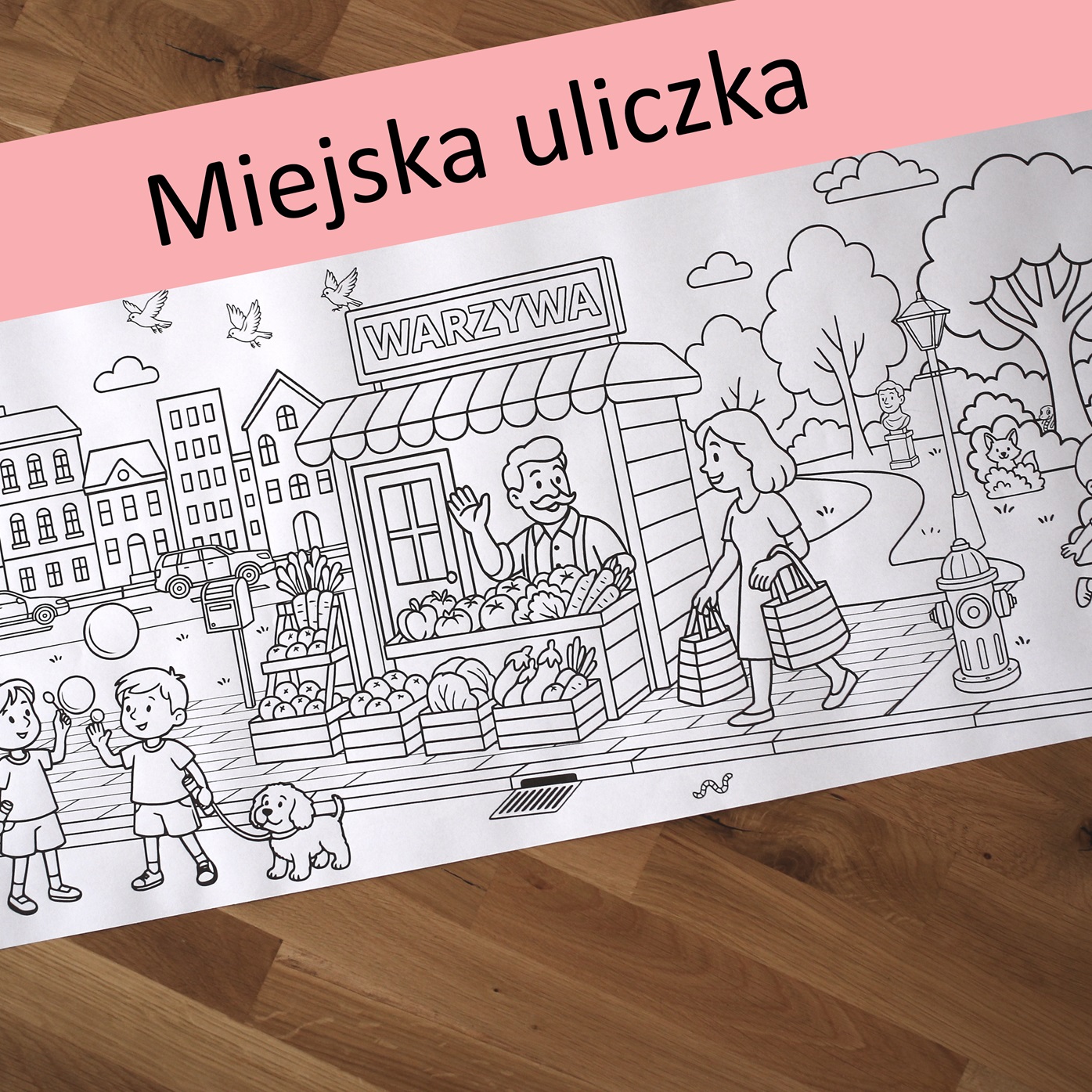 Miejska uliczka - kolorowanka tematyczna